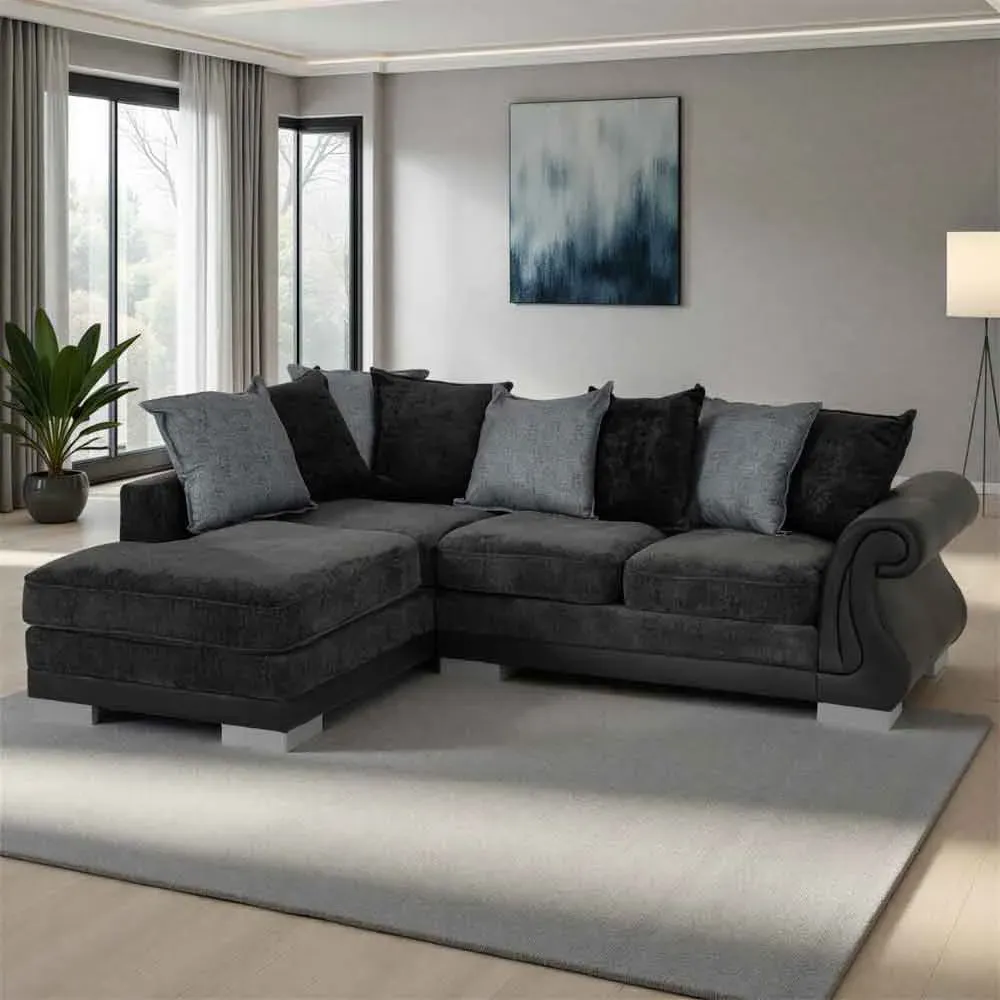 Emmaus L-Shaped Corner Sofa - Dark Grey, Fabric product