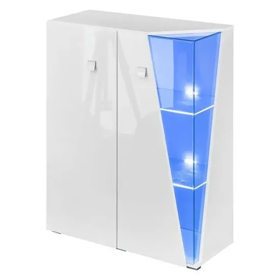 Emory Display Cabinet with LED - White, High Gloss image