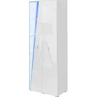 Emory Tall Display Cabinet with LED - White, High Gloss