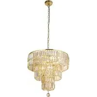Empire 5 Light Pendant Light - Champagne Glass, Satin Brass