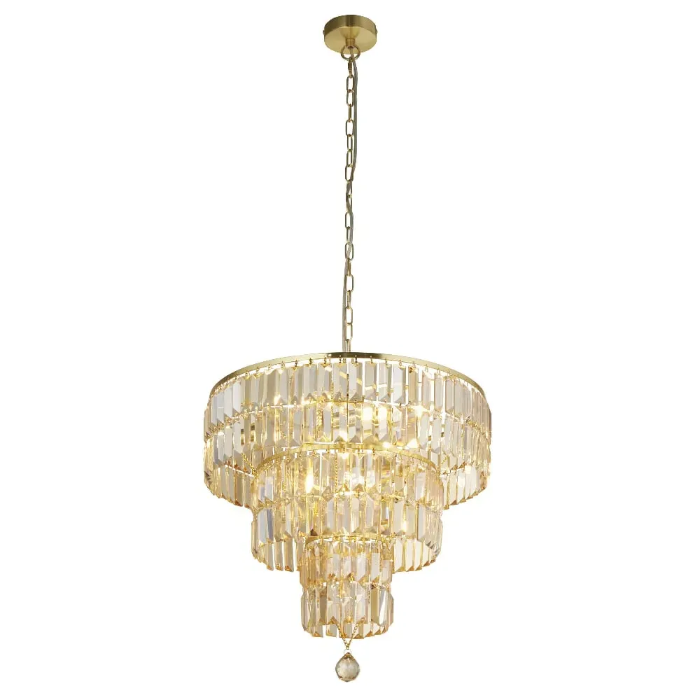 Empire 5 Light Pendant Light - Champagne Glass, Satin Brass image