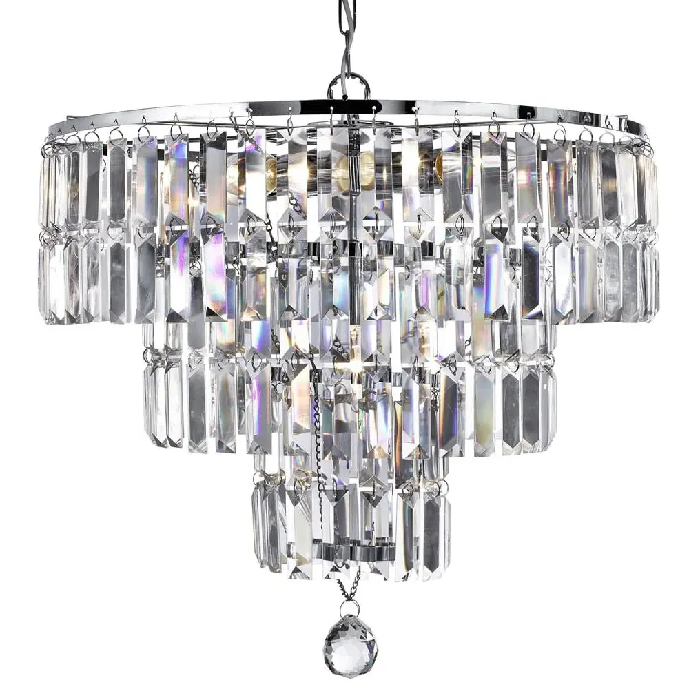 Empire 5 Light Pendant Light - Chrome, Crystal