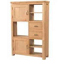 Empire High Display Cabinet with 2 Doors 2 Drawers - Oak