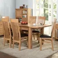 Empire Large Extending Dining Table with 6 Chairs - Oak, Brown