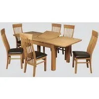 Empire Medium Extending Dining Table with 6 Chairs - Oak, Brown