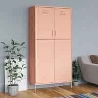 Emrik 2-Door Wardrobe with Hanging Rod - Pink, Steel alternate view