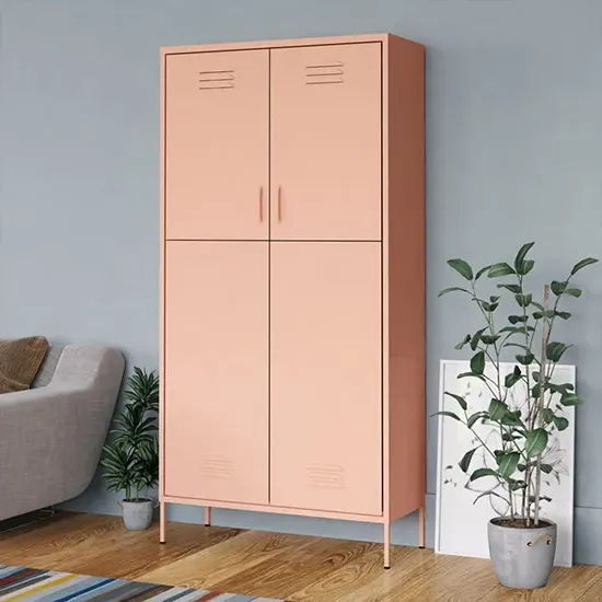 Emrik 2-Door Wardrobe with Hanging Rod - Pink, Steel product