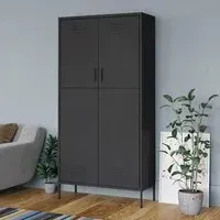 Emrik 2-Door Wardrobe with Storage - Anthracite, Steel