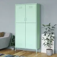 Emrik 2-Door Wardrobe with Storage - Mint, Steel