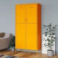 Emrik 2-Door Wardrobe with Storage - Mustard Yellow, Steel