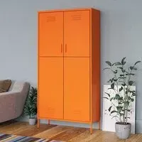 Emrik 2-Door Wardrobe with Storage - Orange, Steel