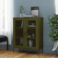 Emrik Steel Storage Cabinet with 2 Doors - Olive Green
