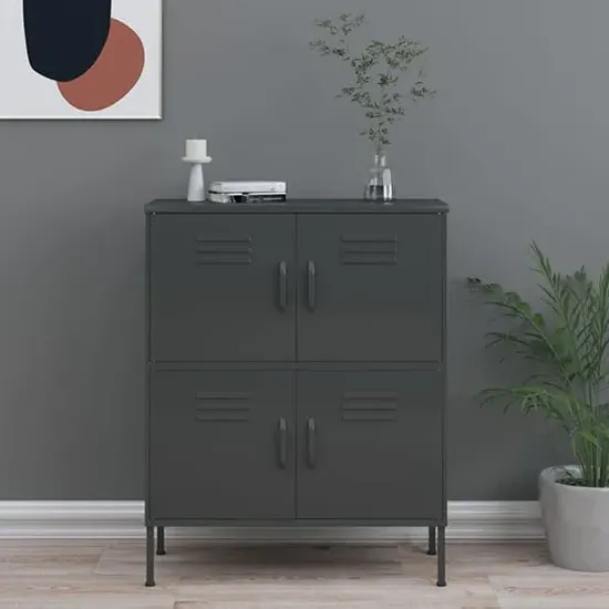 Emrik Steel Storage Cabinet with 4 Doors - Anthracite