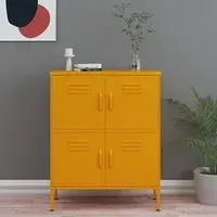 Emrik Steel Storage Cabinet with 4 Doors - Mustard Yellow
