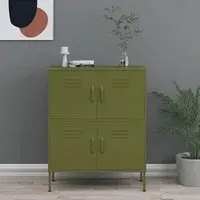 Emrik Steel Storage Cabinet with 4 Doors - Olive Green