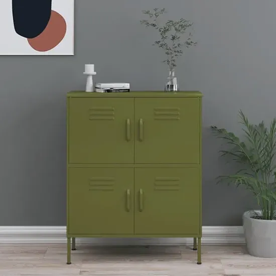 Emrik Steel Storage Cabinet with 4 Doors - Olive Green image