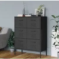 Emrik Steel Storage Cabinet with 6 Drawers - Anthracite