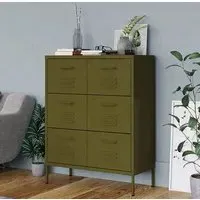 Emrik Steel Storage Cabinet with 6 Drawers - Olive Green