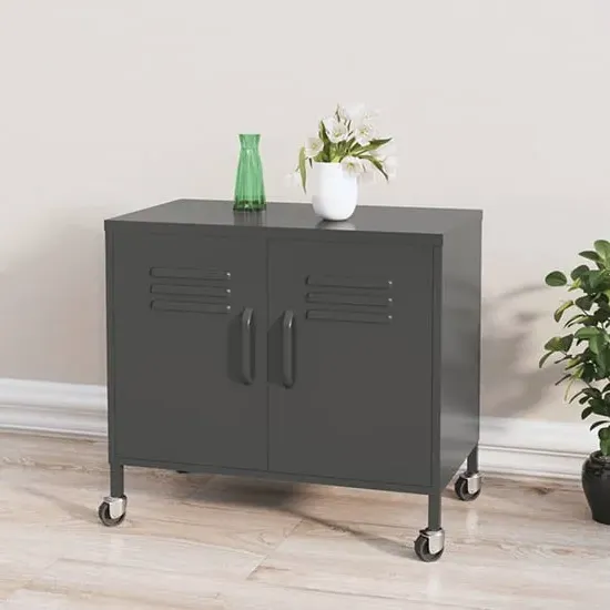 Emrik Storage Cabinet with Castors - Anthracite, Steel