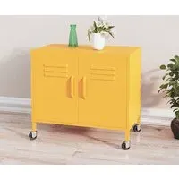 Emrik Storage Cabinet with Castors - Mustard Yellow, Steel
