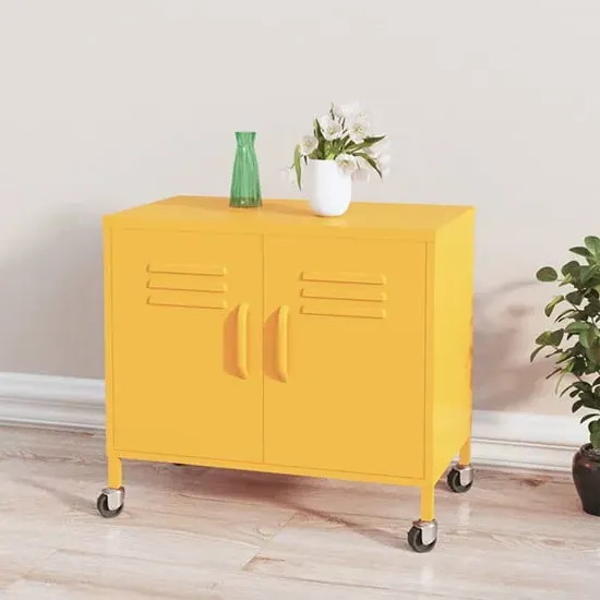 Emrik Storage Cabinet with Castors - Mustard Yellow, Steel