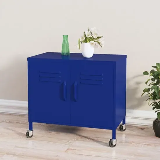 Emrik Storage Cabinet with Castors - Navy Blue, Steel