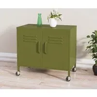 Emrik Storage Cabinet with Castors - Olive Green, Steel
