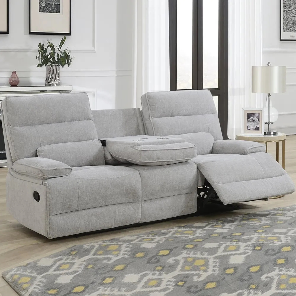 Encino 3-Seater Recliner Sofa - Grey, Fabric