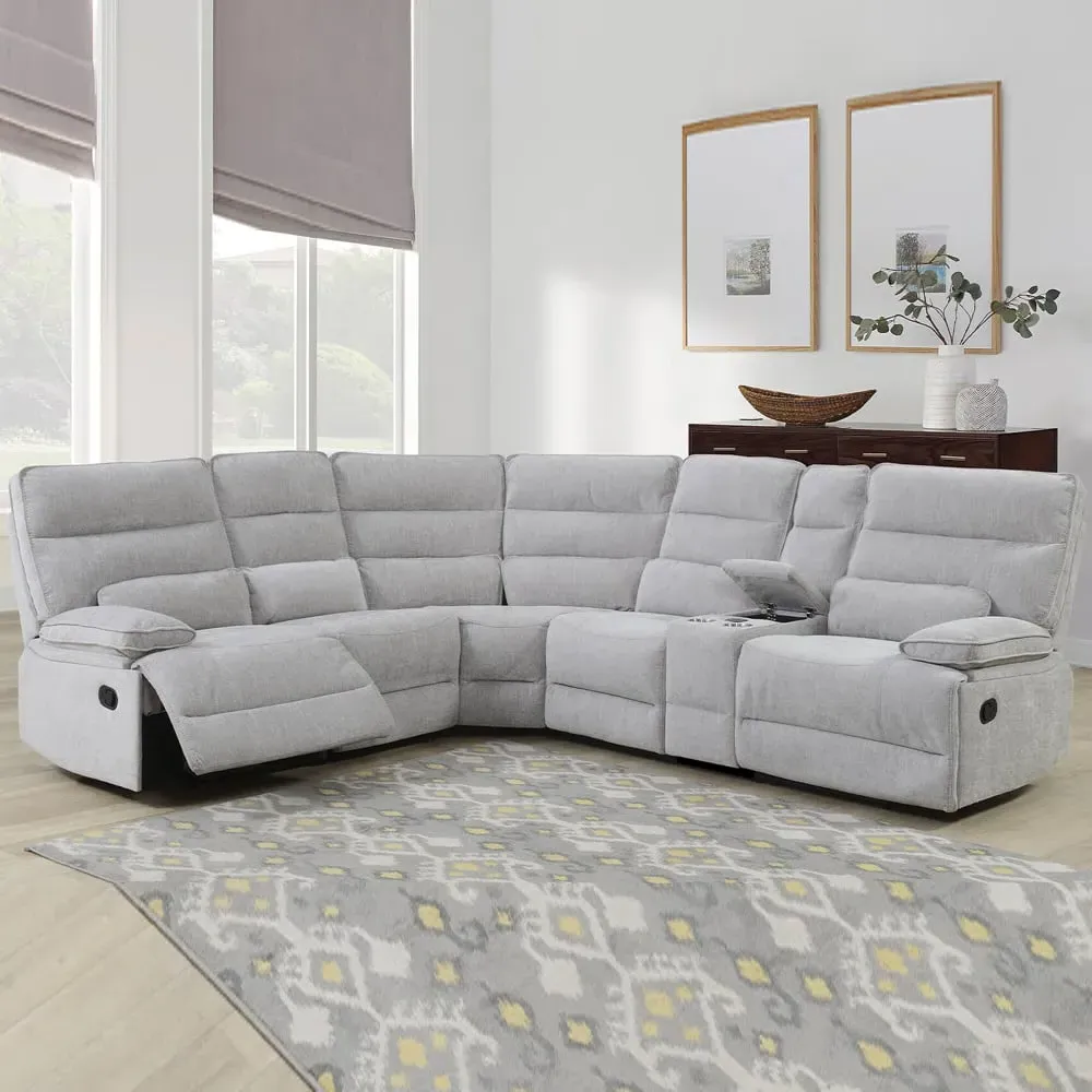 Encino Corner Recliner Sofa - Grey, Fabric