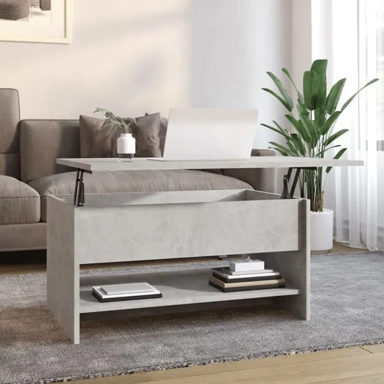 Engin Lift-Up Coffee Table with Storage - Concrete Effect
