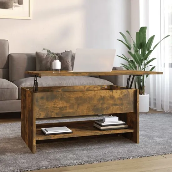 Engin Lift-Up Coffee Table with Storage - Smoked Oak