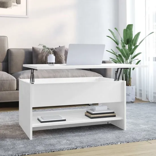 Engin Lift-Up Coffee Table with Storage - White