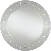Engraved Round Wall Mirror - Silver