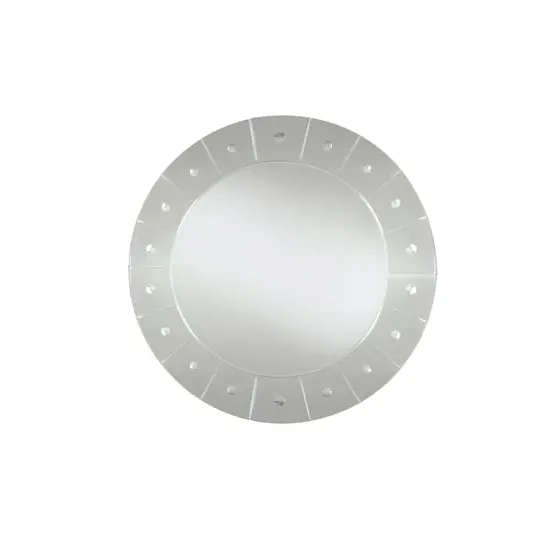 Engraved Round Wall Mirror - Silver image
