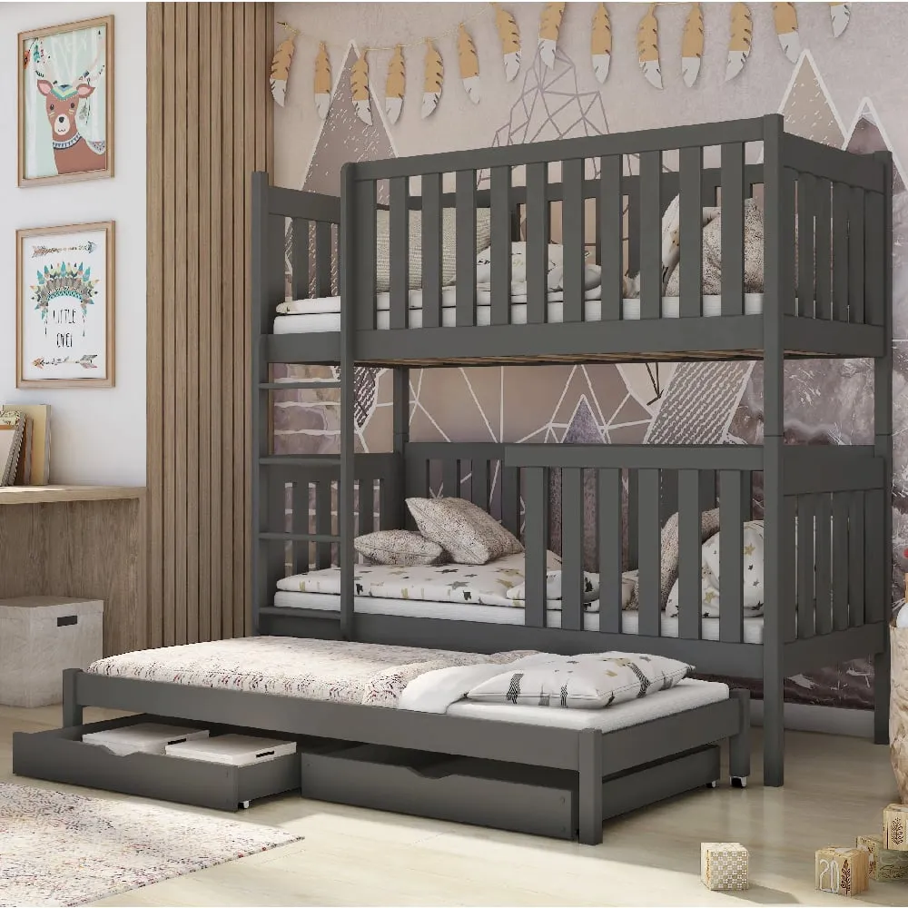 Enid Bunk Bed with Trundle and Storage - Graphite, Wood image