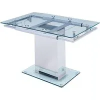 Enke Extendable Dining Table - Clear, Chrome