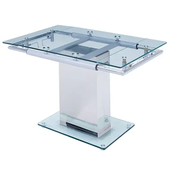 Enke Extendable Dining Table - Clear, Chrome image
