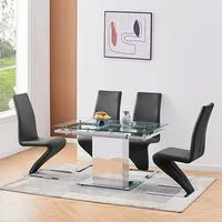 Enke Extending Dining Table with 4 Demi Z Chairs - Black