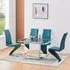 Enke Extending Dining Table with 4 Demi Z Chairs - Teal