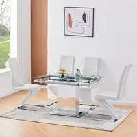 Enke Extending Dining Table with 4 Demi Z Chairs - White