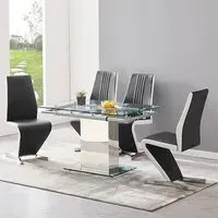 Enke Extending Dining Table with 4 Gia Chairs - White