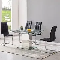 Enke Extending Dining Table with 4 Paris Chairs - Black