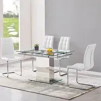 Enke Extending Dining Table with 4 Paris Chairs - White