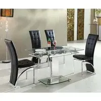 Enke Extending Dining Table with 4 Ravenna Chairs - Black