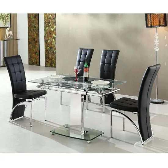 Enke Extending Dining Table with 4 Ravenna Chairs - Black