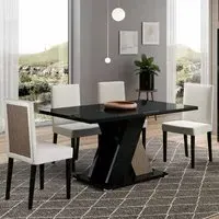 Enna Dining Set with 4 Chairs - Black, MDF