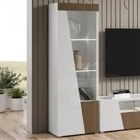 Enna High Gloss Display Cabinet 1 Door Left with LED - White