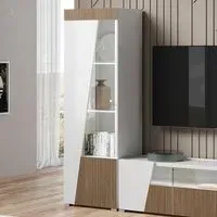 Enna High Gloss Display Cabinet 1 Door Right with LED - White