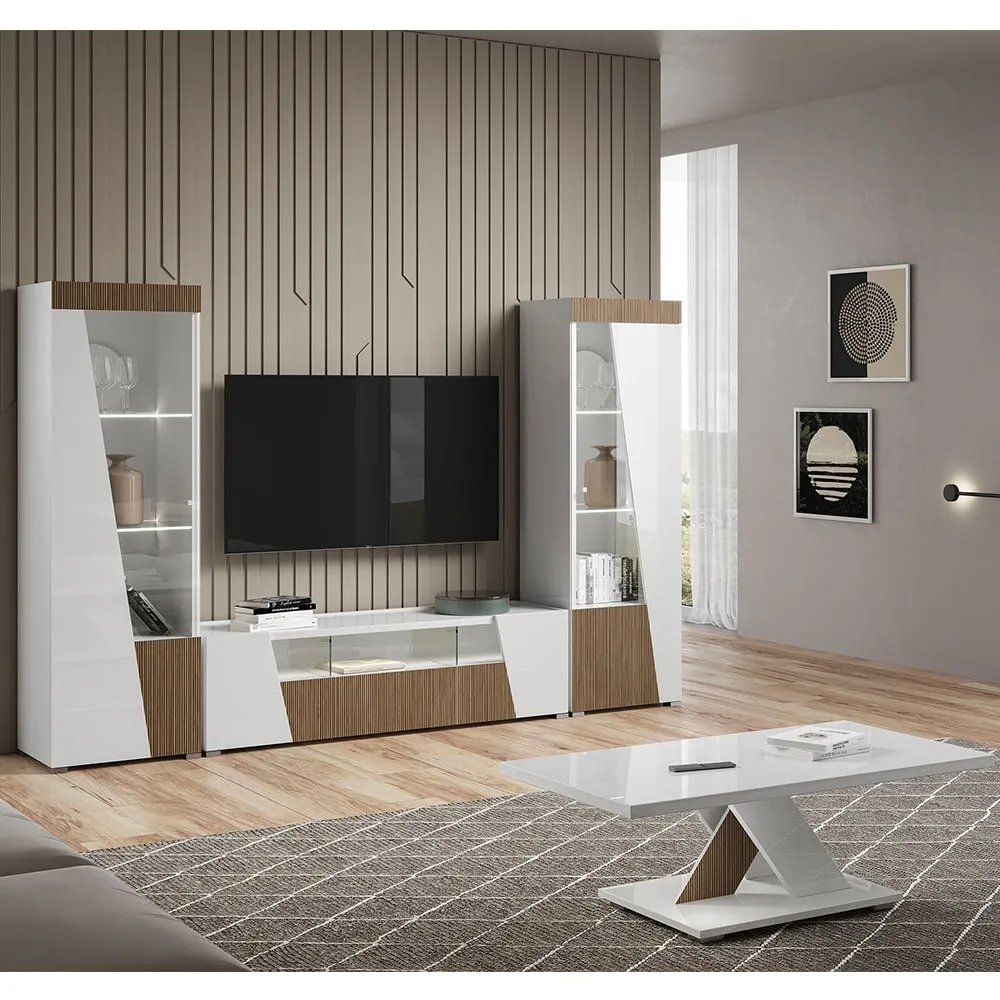 Enna Living Room Set with Coffee Table - White