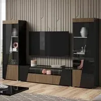 Enna Living Room Set with Display Cabinet - Black